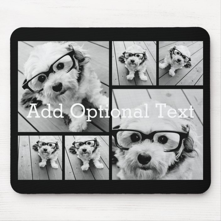 6 Photo Collage Optional Text Can Edit Color Mouse Pad Zazzle