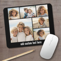 6 Photo Collage Optional Text -- CAN Edit Color Mouse Pad