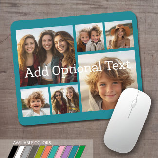 6 Photo Collage Optional Text -- CAN Edit Color Mouse Pad