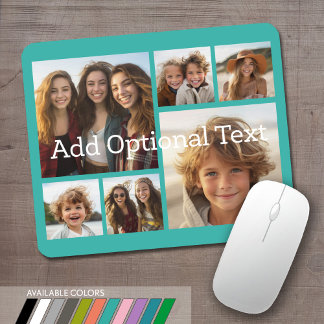 6 Photo Collage Optional Text -- CAN Edit Color Mouse Pad