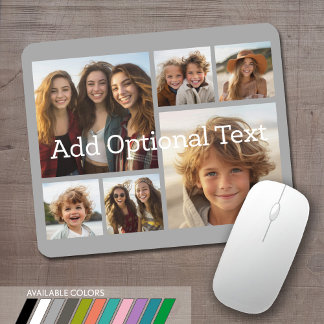 6 Photo Collage Optional Text -- CAN Edit Color Mouse Pad