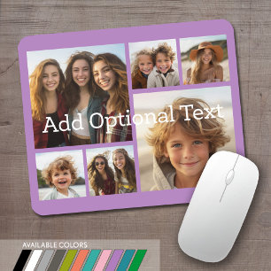 6 Photo Collage Optional Text -- CAN Edit Color Mouse Pad