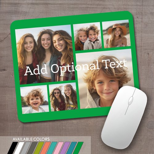 6 Photo Collage Optional Text __ CAN Edit Color Mouse Pad