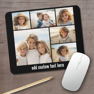 6 Photo Collage Optional Text -- CAN Edit Color Mouse Pad