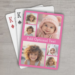 6 Photo Collage Optional Text -- CAN Edit Color Playing Cards