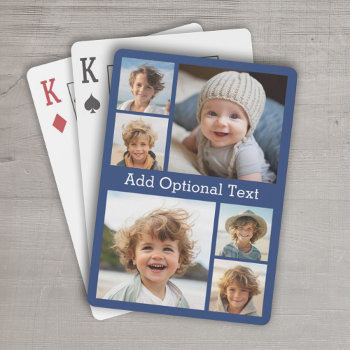 6 Photo Collage Optional Text -- Can Edit Color Playing Cards by MarshEnterprises at Zazzle
