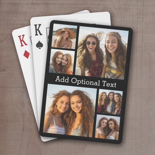 6 Photo Collage Optional Text __ CAN Edit Color Playing Cards