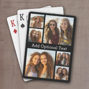 6 Photo Collage Optional Text -- CAN Edit Color Poker Cards