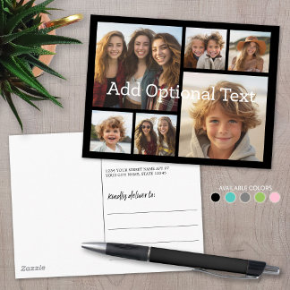 6 Photo Collage Optional Text -- CAN Edit Color Postcard