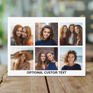 6 Photo Collage Optional Text -- CAN Edit Color Postcard