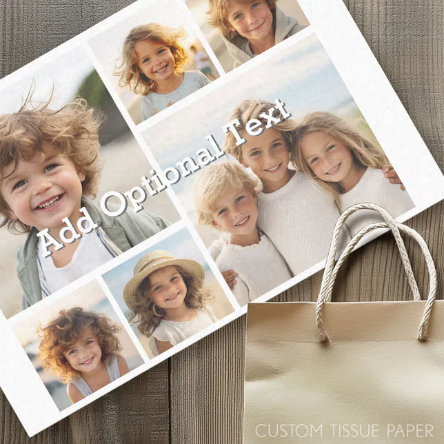 6 Photo Collage Optional Text -- CAN Edit Color Tissue Paper | Zazzle