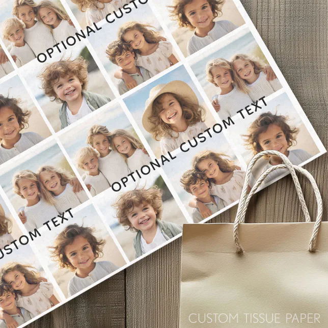 6 Photo Collage Optional Text -- CAN Edit Color Tissue Paper | Zazzle