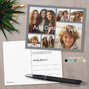 6 Photo Collage Optional Text -- CAN Edit Grey Postcard
