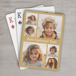 6 Photo Collage Optional Text -- Gold Playing Cards