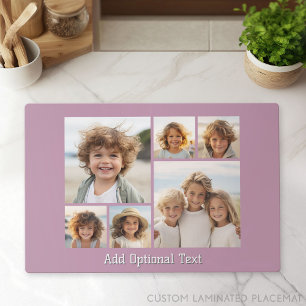 6 Photo Collage Optional Text -- Light Purple Placemat