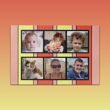 6 Photo Collage Orange Yellow Stripes Jigsaw Puzzle by LynnroseDesigns at Zazzle