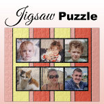 6 photo collage orange yellow stripes jigsaw puzzle<br><div class="desc">Piece together memories with our custom 6-photo jigsaw puzzle! Perfect for family game nights or heartfelt gifts, this puzzle lets you showcase six of your favorite photos in a fun, interactive way. Made with high-quality materials, the vibrant, glossy finish brings your images to life while ensuring durability. Ideal for any...</div>