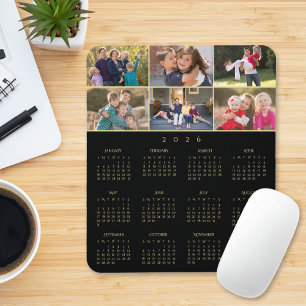 6 Photo Collage Personalized Family 2026 Calendar Mouse Pad