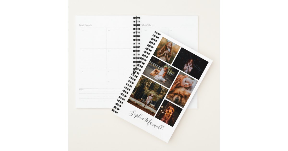 6 Photo Collage Personalized Planner | Zazzle