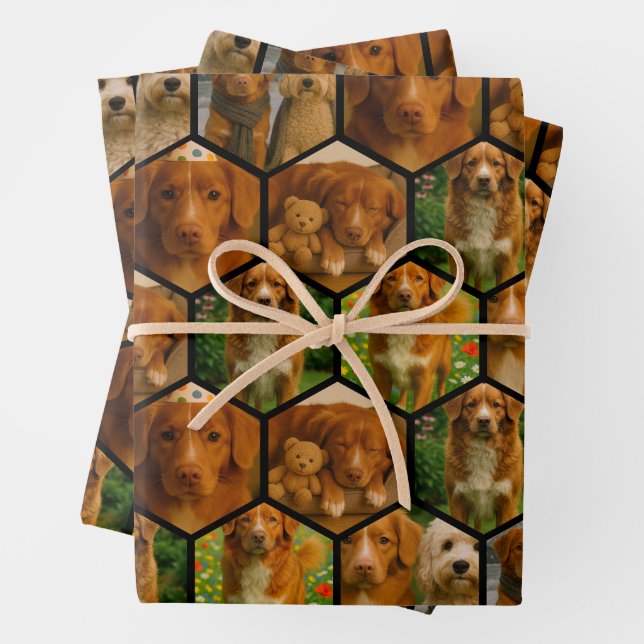 6 Photo Collage Personalized Template Wrapping Paper Sheets (In situ)