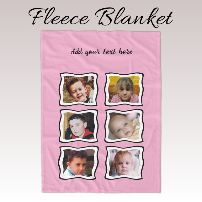 6 photo collage pink fleece blanket (Creator Uploaded)