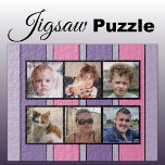 6 photo collage pink purple stripes jigsaw puzzle<br><div class="desc">Piece together memories with our custom 6-photo jigsaw puzzle! Perfect for family game nights or heartfelt gifts, this puzzle lets you showcase six of your favorite photos in a fun, interactive way. Made with high-quality materials, the vibrant, glossy finish brings your images to life while ensuring durability. Ideal for any...</div>