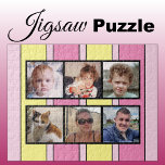 6 photo collage pink yellow stripes jigsaw puzzle<br><div class="desc">Piece together memories with our custom 6-photo jigsaw puzzle! Perfect for family game nights or heartfelt gifts, this puzzle lets you showcase six of your favorite photos in a fun, interactive way. Made with high-quality materials, the vibrant, glossy finish brings your images to life while ensuring durability. Ideal for any...</div>