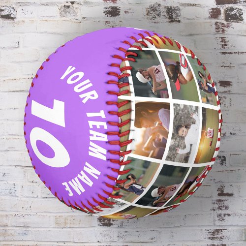 6 Photo Collage Purple Player Number Team Name Softball