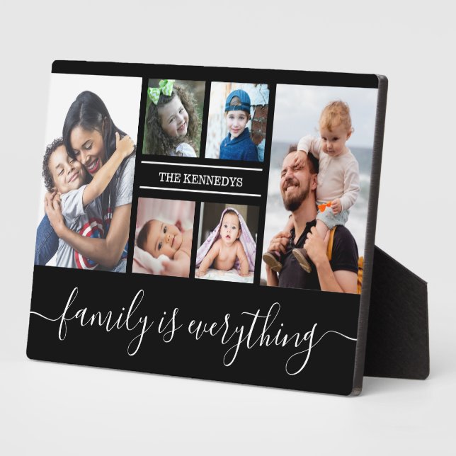 6 Photo Collage Quote Family Name Personalized   Plaque (Side)