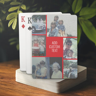 6 photo collage - red background - white text poker cards