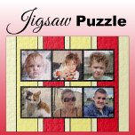 6 photo collage red yellow stripes jigsaw puzzle<br><div class="desc">Piece together memories with our custom 6-photo jigsaw puzzle! Perfect for family game nights or heartfelt gifts, this puzzle lets you showcase six of your favorite photos in a fun, interactive way. Made with high-quality materials, the vibrant, glossy finish brings your images to life while ensuring durability. Ideal for any...</div>