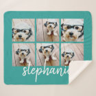 6 Photo Collage Script White Handwritten Name teal