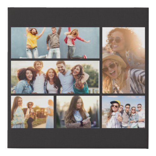 6 Photo Collage Template Personalize Faux Canvas Print