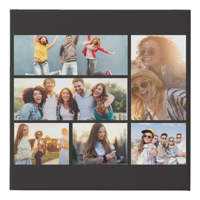 6 Photo Collage Template Personalize Faux Canvas Print (Front)