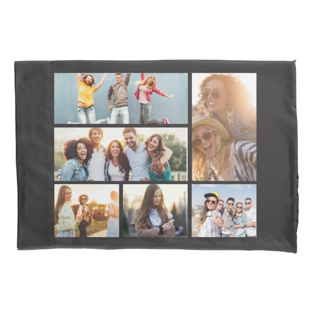 6 Photo Collage Template Personalize Pillow Case (Front)