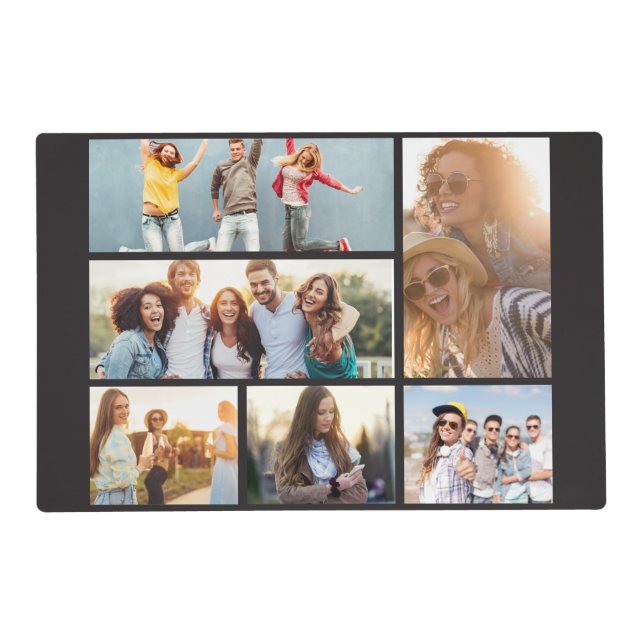 6 Photo Collage Template Personalize Placemat (Front)