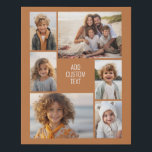 6 photo collage - terra cotta - white text faux canvas print<br><div class="desc">6 photos in an uneven pattern surround an opening for three lines of text. Use 2 square cropped photos and 4 vertical photos to make this work!
The background is white. If you want to change the colors,  click on the advanced design area and see more choices.</div>