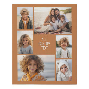6 photo collage - terra cotta - white text faux canvas print