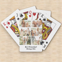 6 Photo Collage Vertical Custom Text Poker