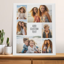 6 photo collage - White background - Black text Faux Canvas Print
