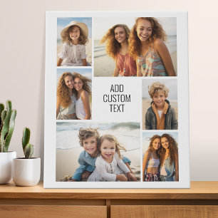 6 photo collage - White background - Black text Faux Canvas Print