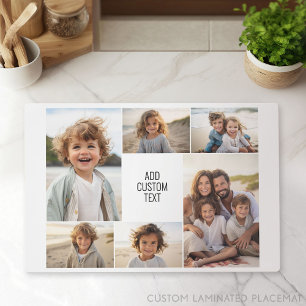 6 photo collage - white background - black text placemat