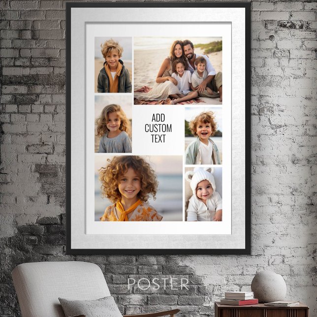 6 photo collage - white background - black text poster (Personalized Poster - Add your photos and text)