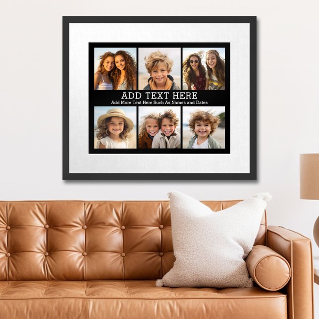 6 Photo Collage with 2 Lines of Simple Text Poster (Personalized Photo Poster)