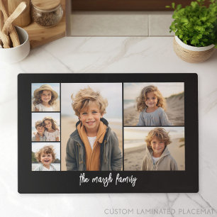 6 Photo Collage with black background Placemat