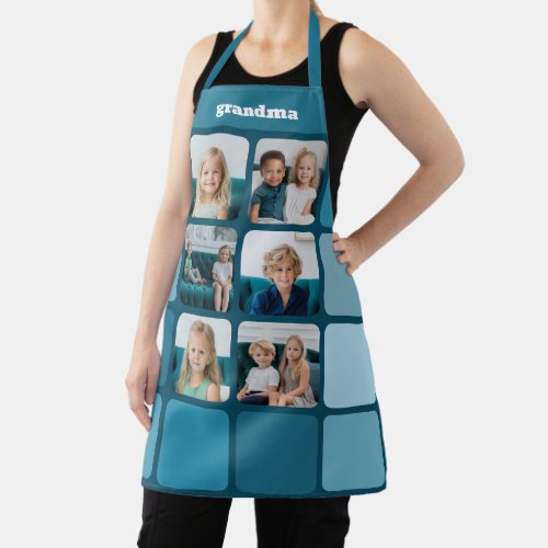 6 Photo Collage with Blues and simple Name Apron