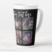 6 Photo Collage with trendy bounce script - black Latte Mug (Right Angle)