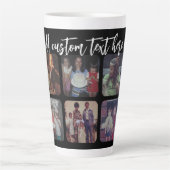 6 Photo Collage with trendy bounce script - black Latte Mug (Front)