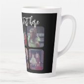 6 Photo Collage with trendy bounce script - black Latte Mug (Right)