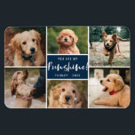 6 Photo Collage You Are My Funshine | Navy Pet Magnet<br><div class="desc">This modern styled photo magnet features stylish typography,  reading,  "You are my Funshine"!  Six photo templates are included to showcase your favorite photos! A text template is also included for name and year.  Color can be customized to any color you'd like!</div>